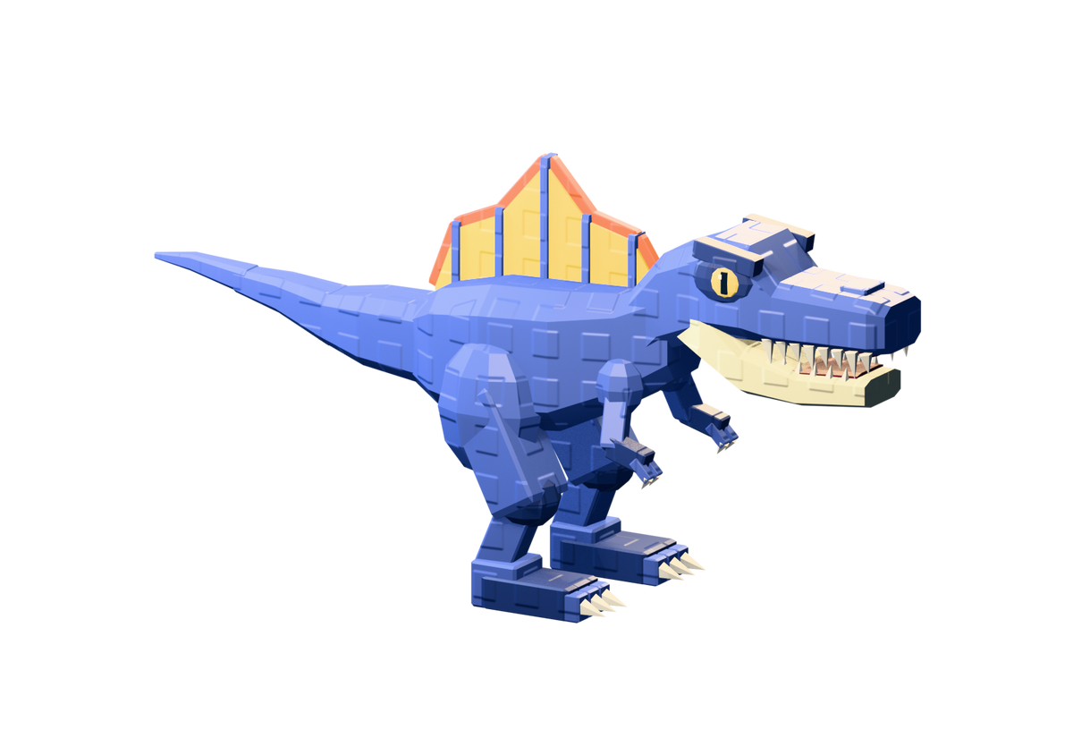 Azure Sailback Dinosaur with square stud texture