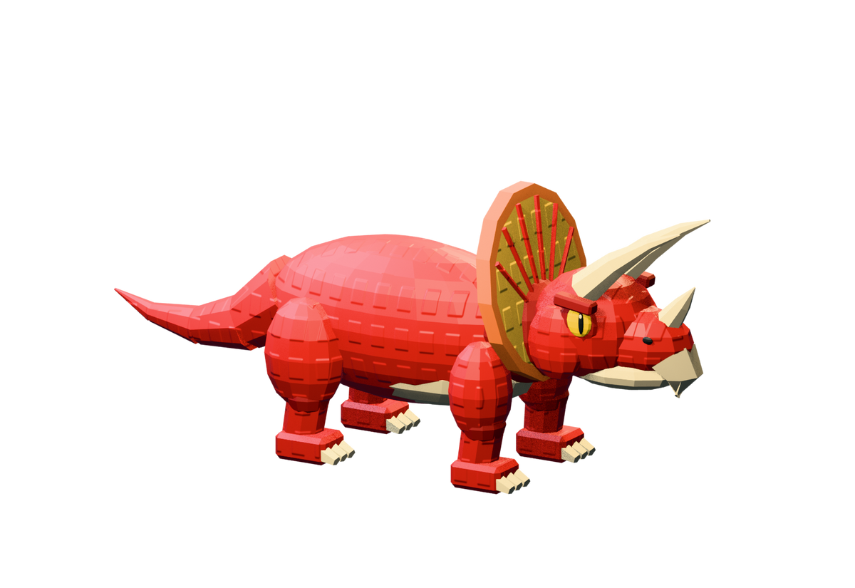 Crimson Triceratops with square stud texture