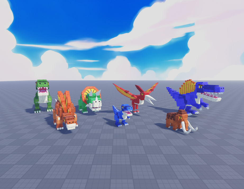 Rigged and animated prehistoric Roblox creatures included in Jurassic Pack