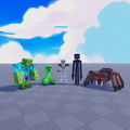Square preview of five block-style mutant mobs for Roblox Studio